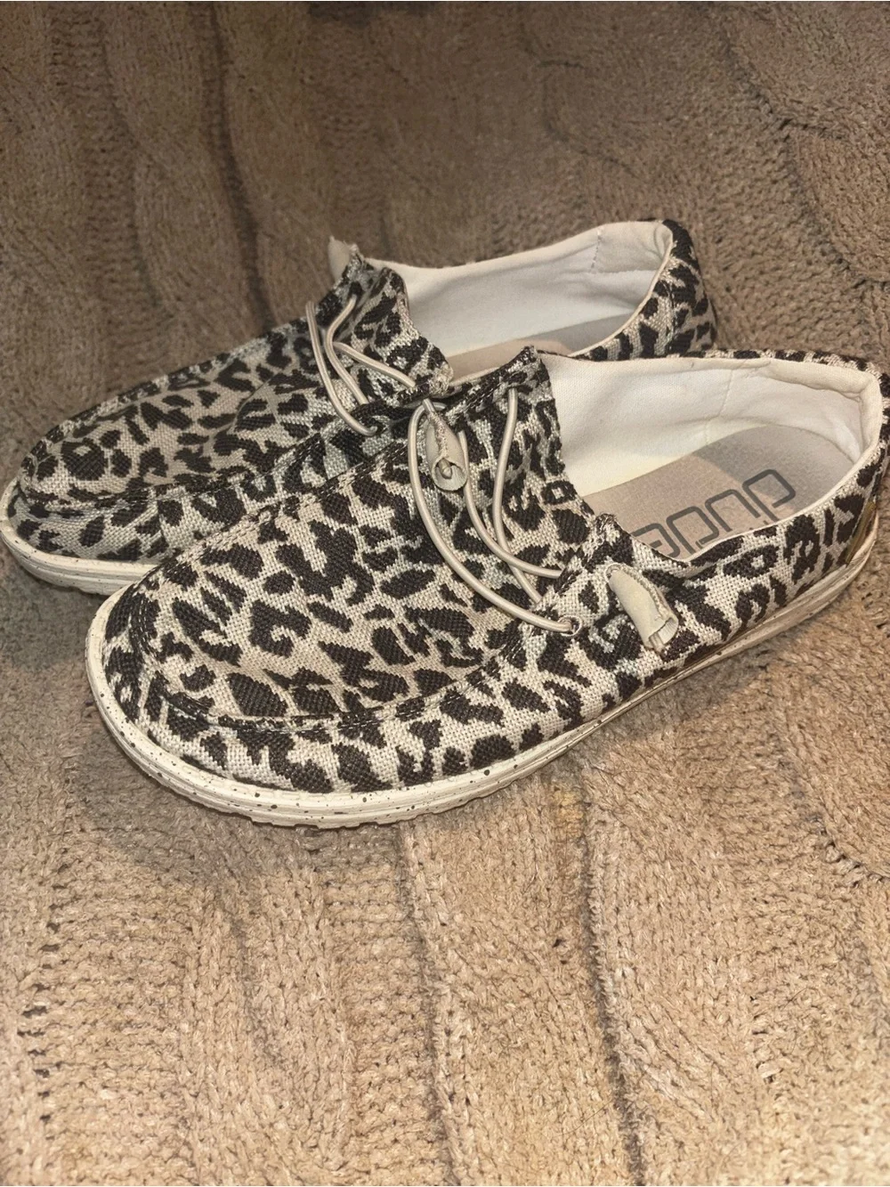 Hey Dude Wendy Woven Cheetah Grey Print Casual Shoes Women’s Sz 10